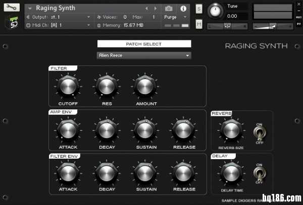 来自 Sample Diggers 的 Kontakt 5 免费单音 Bass 合成器 Raging Synth